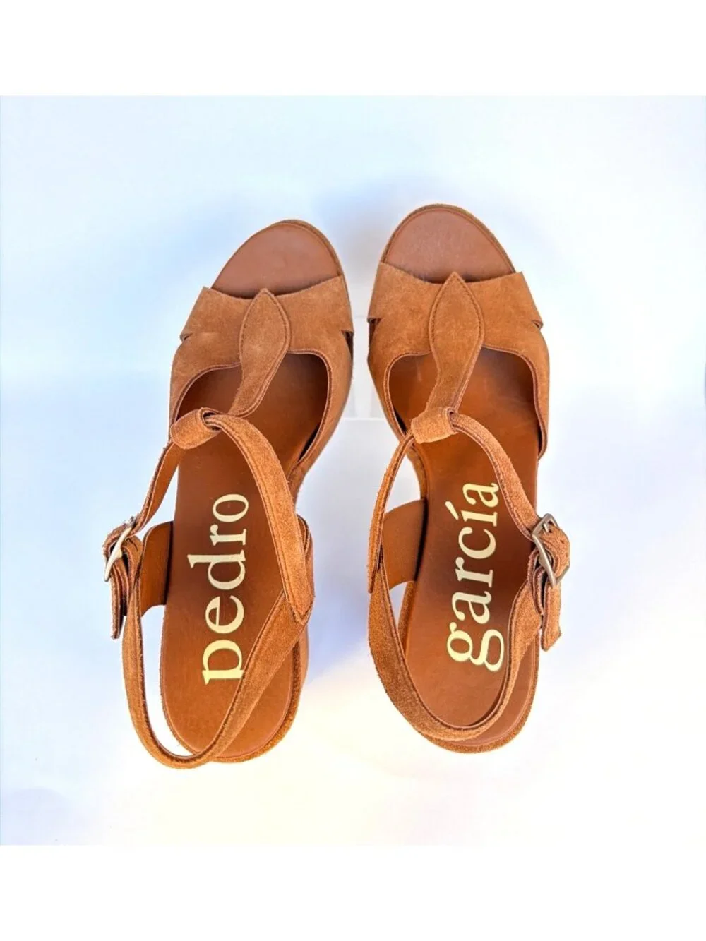 Pedro Garcia Domiel Spice Castoro Brown Platforms Suede Leather Sandals Size 41